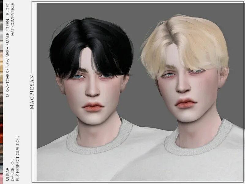 Прическа лет инсайда magpiesan's Dandelion Hair Sims hair, The sims 4 skin, Sims 4 hair male