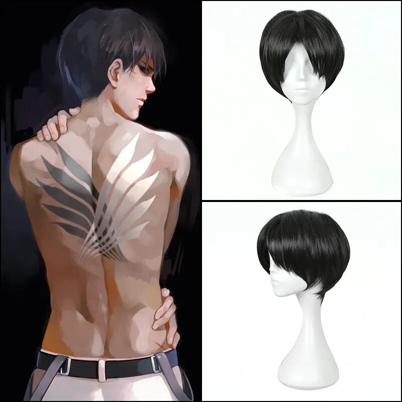 Прическа леви как сделать Date Attaque Sur Titan Levi Ackerman Court Dark Brown Anime Peruca Cosplay Perru