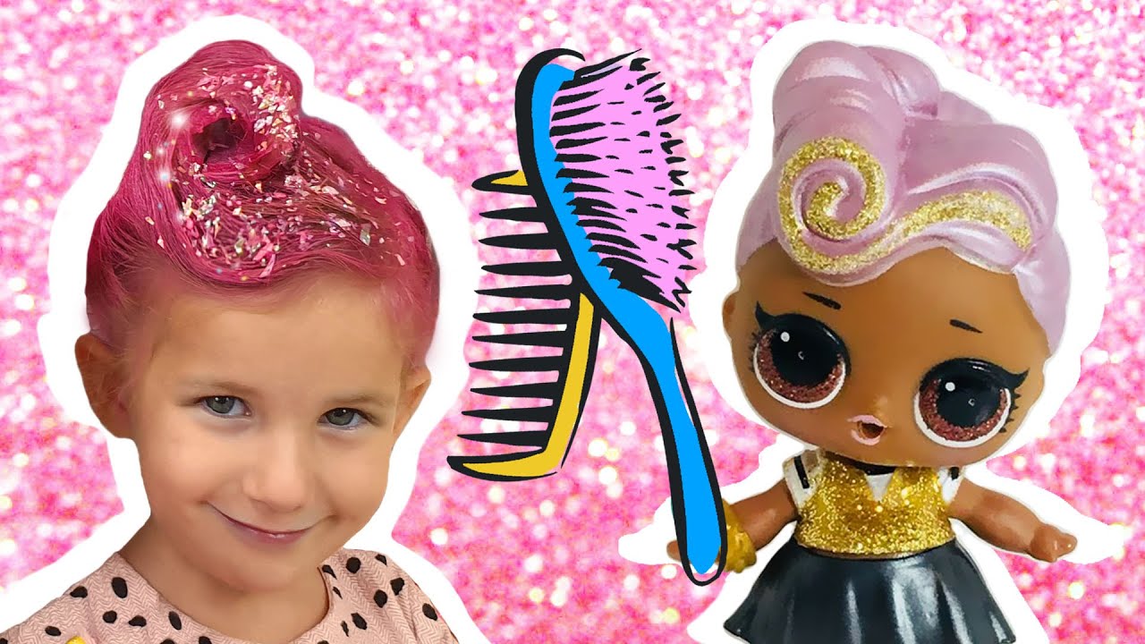 Прическа лол для девочки LOL doll Hairstyle for costume party for girls/ Miriel and Shelly DIY (easy tuto