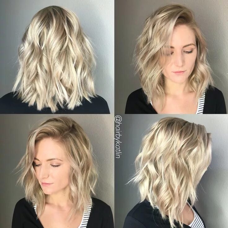 Прическа ломаные локоны на средние волосы Balayage #blonde #icyblonde #juliannehough #wavyhair #messywaves #tousledwaves #