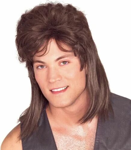 Прическа маллет мужская фото Mullet Wig Black Blonde Brown Mens Longhair Costume Adult Redneck Hillbilly. eBa