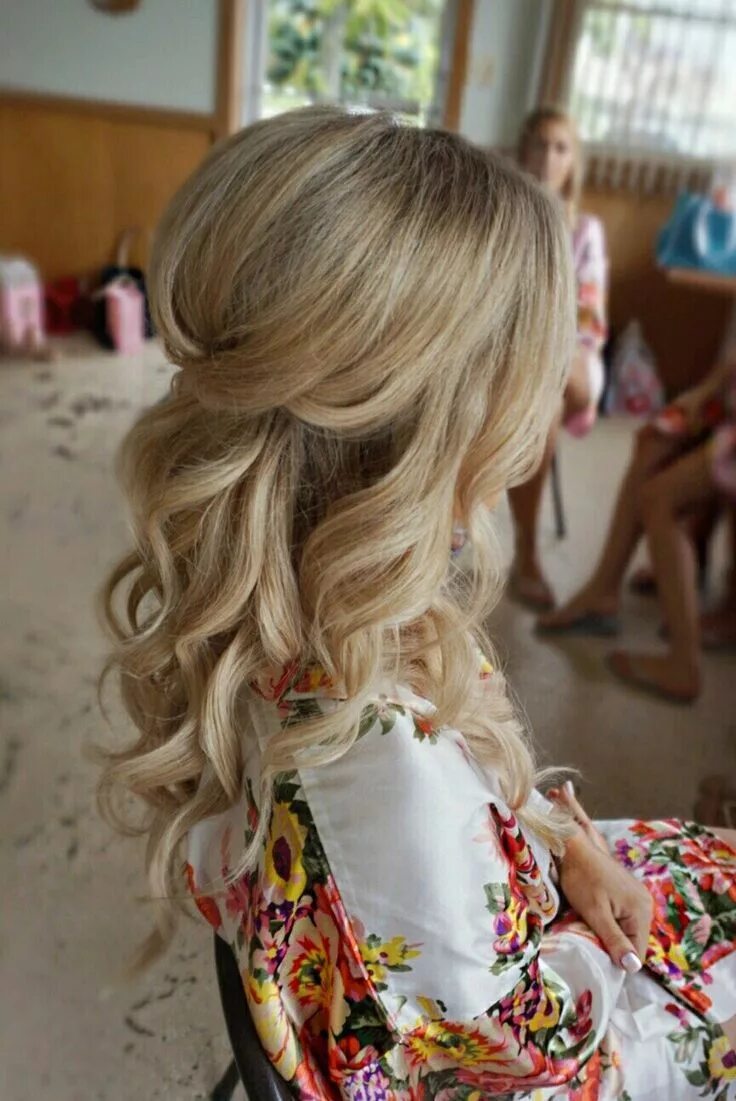 Прическа мальвинка на длинные волосы с локонами Boho Hairstyle for Long Hair