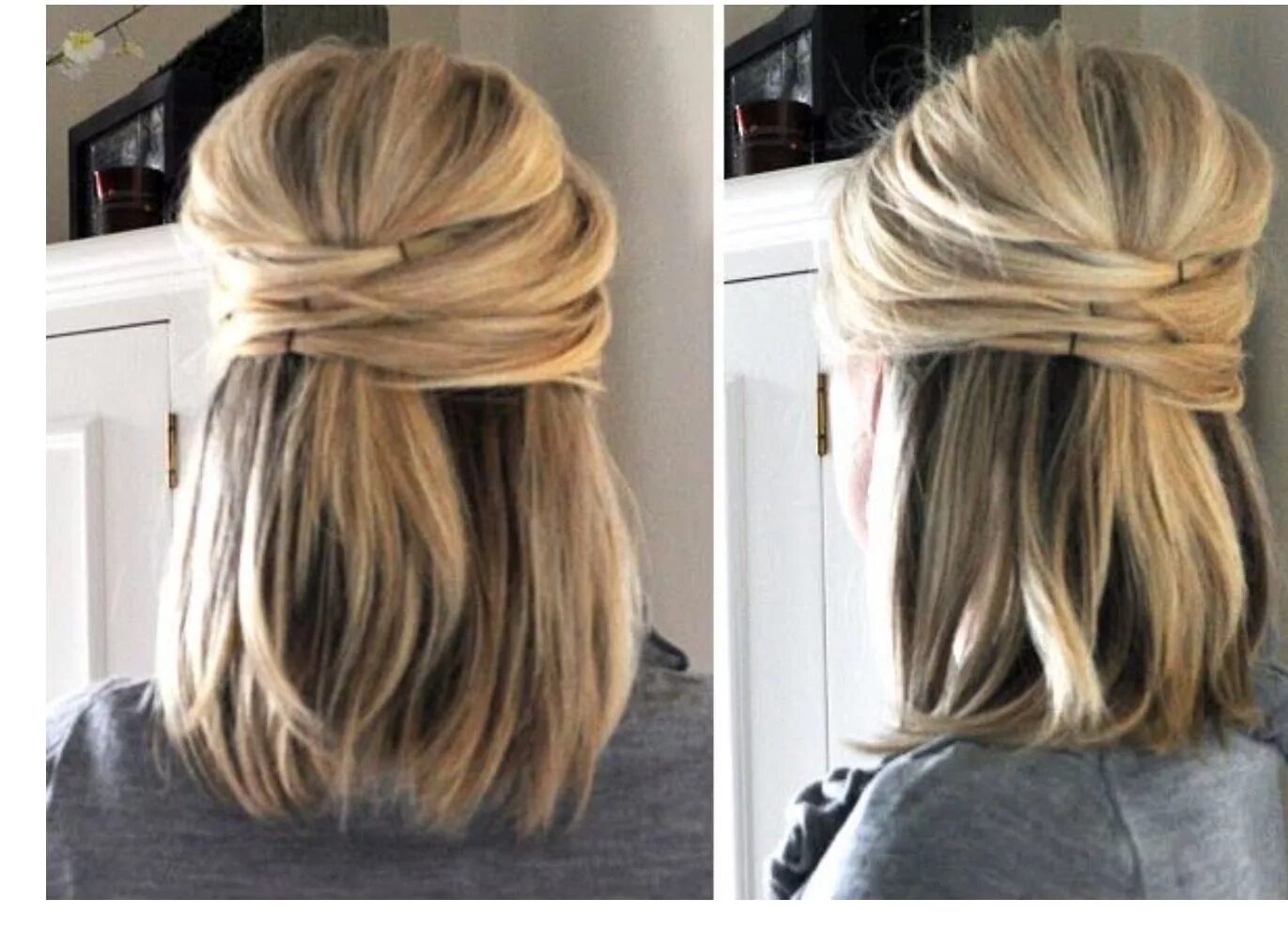 Прическа мальвинка на короткие волосы Pin van Lauren Robbins op Hair & Beauty Feestkapsel lang haar, Lang haar kapsels