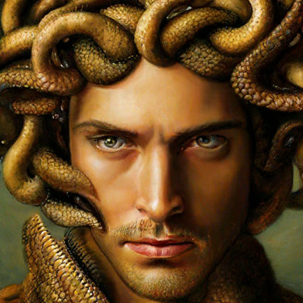 Прическа медуза мужская "Medusa man" - image created in Shedevrum