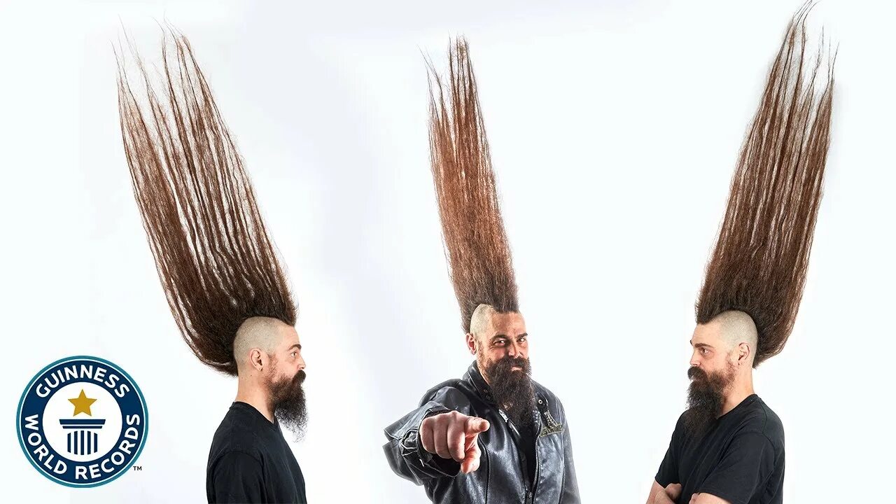 Прическа много волос Tallest Mohawk - Guinness World Records - YouTube