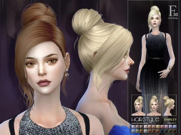 Прическа мод S-Club's sclub ts4 hair Shirley n30 Sims hair, Sims 4 cc eyes, Sims 4 body mods