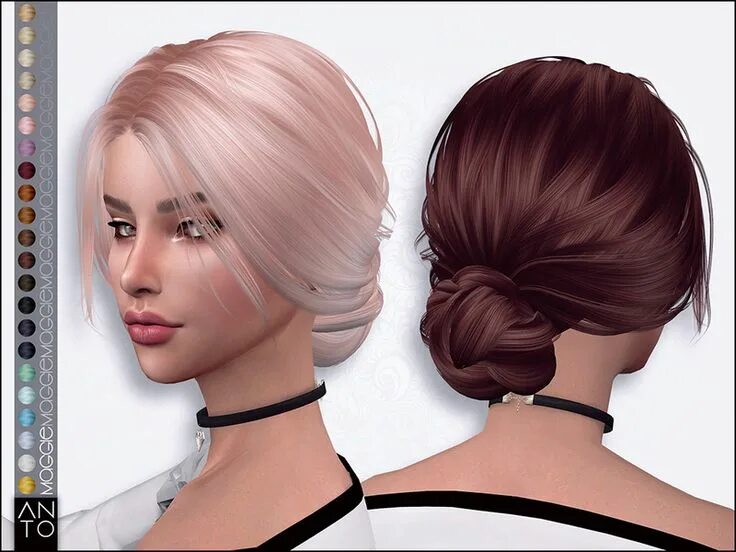 Прическа мод Messy hairstyle with bun Found in TSR Category 'Sims 4 Female Hairstyles' Sims h