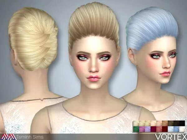 Прическа мод TsminhSims' Vortex ( Hair 36 ) Sims hair, Hair, Bun hairstyles