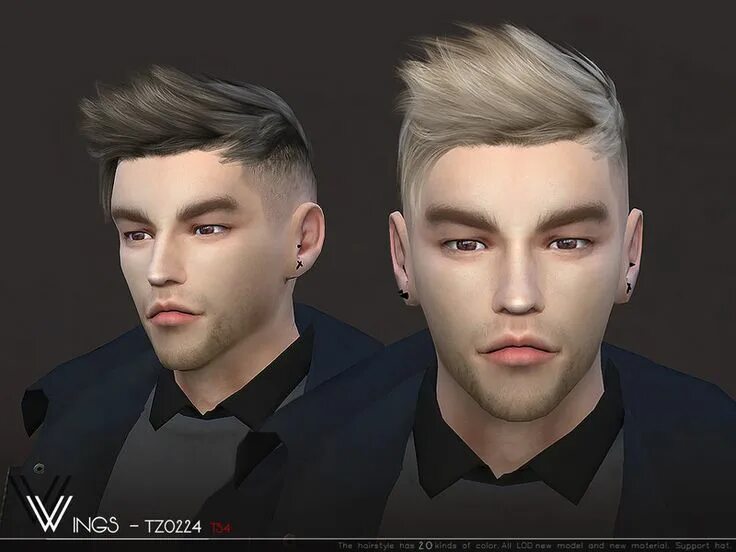 Прическа mod мужская The Sims Resource: WINGS-TZ0224 hair - Sims 4 Hairs Sims 4 hair male, Sims hair,