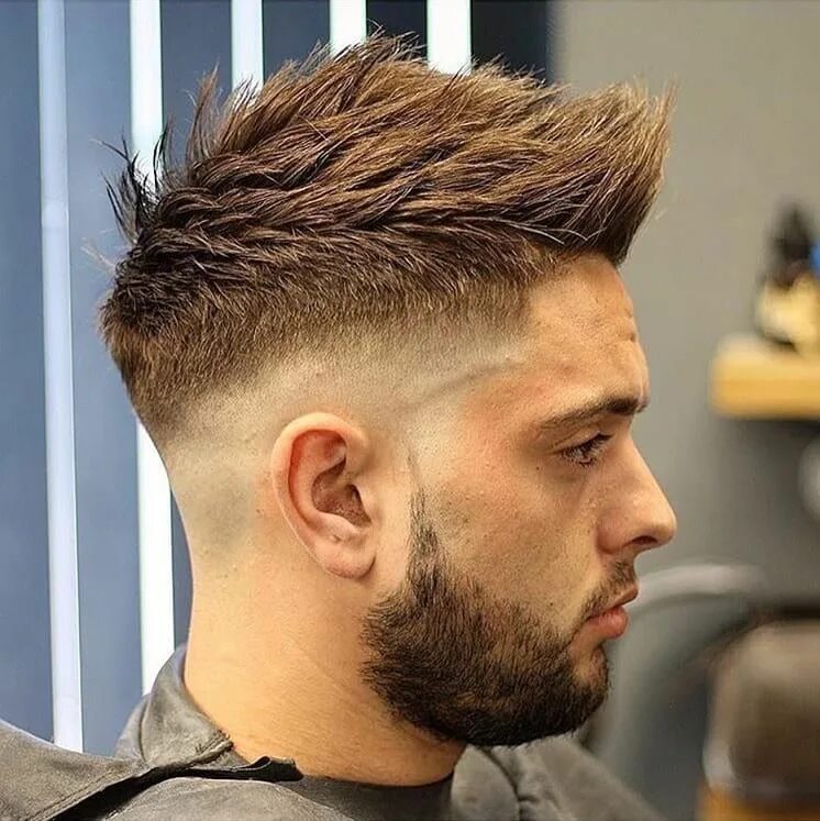 Прическа mohawk fade мужская Spiky Textured Undercut with Faded Sides on Brown Hair - The Latest Hairstyles f