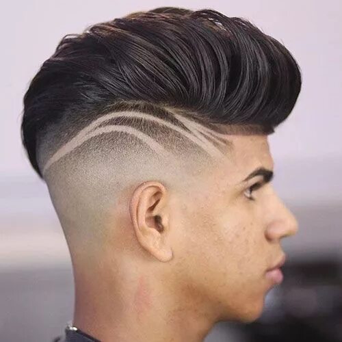 Прическа мужская молния Pompadour with Thick Lines Men's Hairstyle