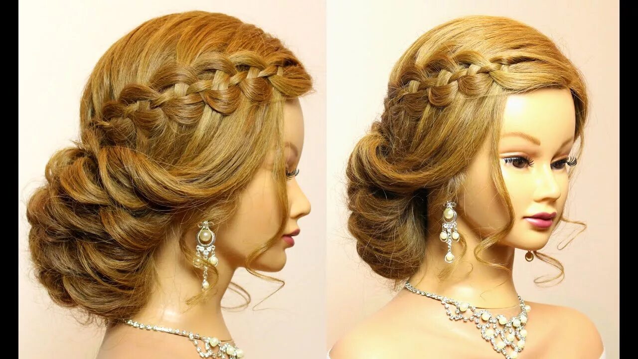 Прическа на бал Wedding prom hairstyles for long hair tutorial. Bridal updo. - YouTube