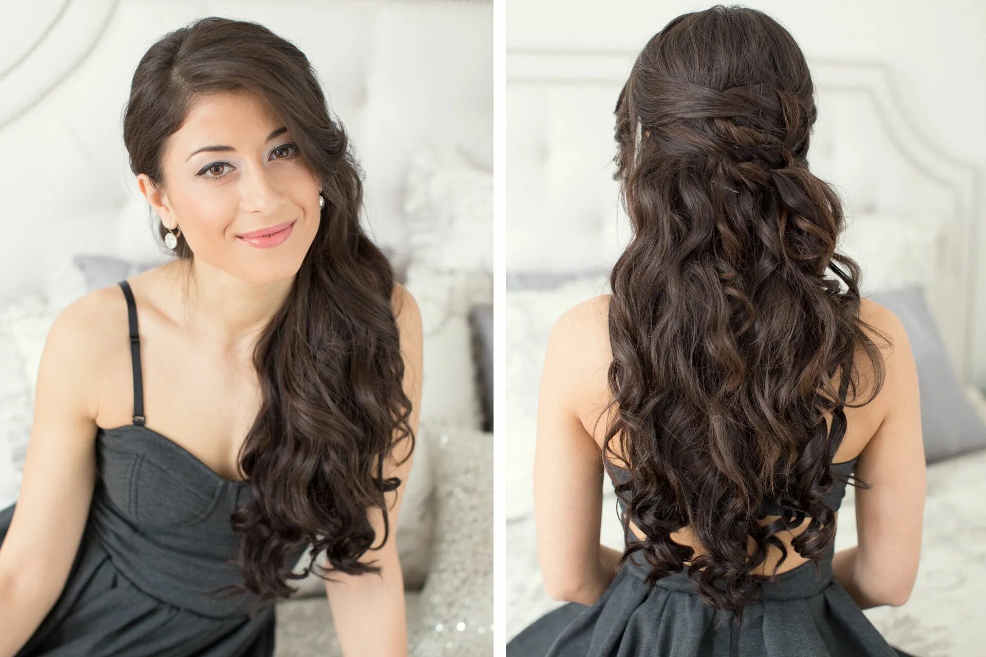 Прическа на длинные густые Valentine's Day Hair, Date hair, hairstyle, pretty hairstyle, feminine hairstyle