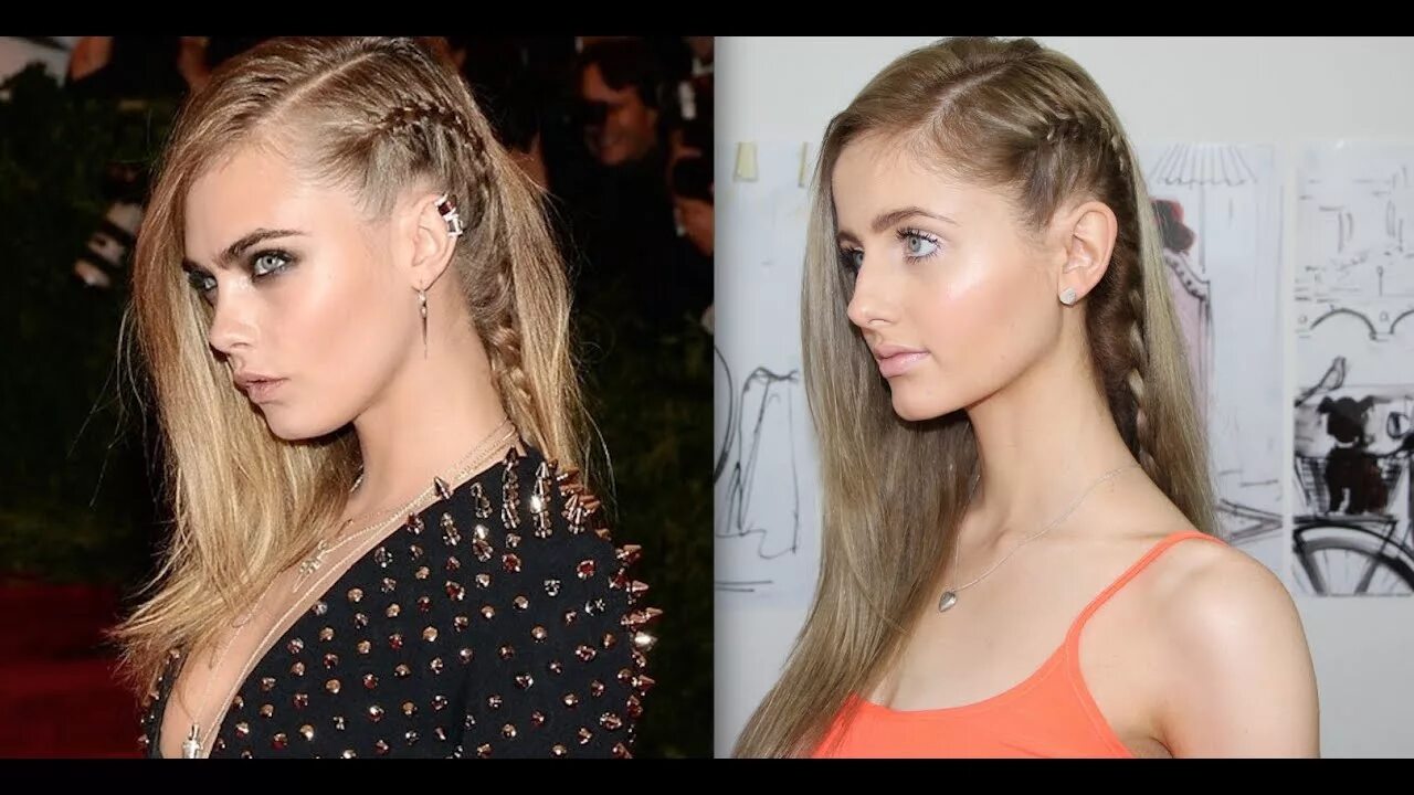 Прическа на длинные худые волосы Cara Delevingne Hair Tutorial + How to Braid - YouTube