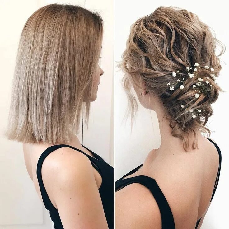 Прическа на длинные короткие волосы Transformatio Short hair updo, Short wedding hair, Medium hair styles