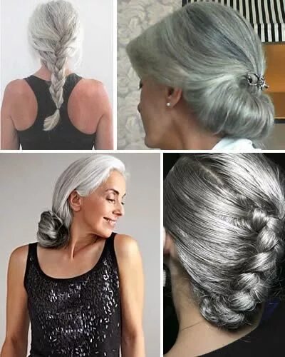 Прическа на длинные седые волосы Stunning silver and gray hairstyles. Elegant hair. To learn more about the hair 