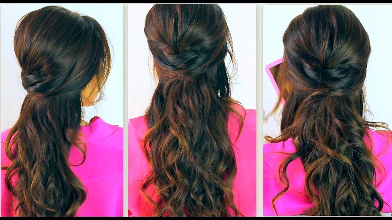 Прическа на длинные волосы без хвоста ★ CUTE BACK-TO-SCHOOL HAIRSTYLES EVERYDAY PROM CURLY HALF-UP UPDOS FOR MEDIUM LO