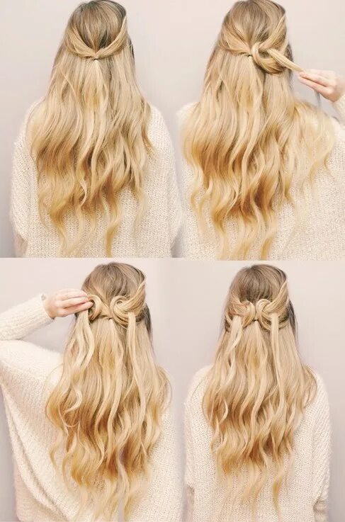 Прическа на длинные волосы быстро распущенные Romantic DIY Heart Shaped Half-Up Hairdo To Try - Styleoholic