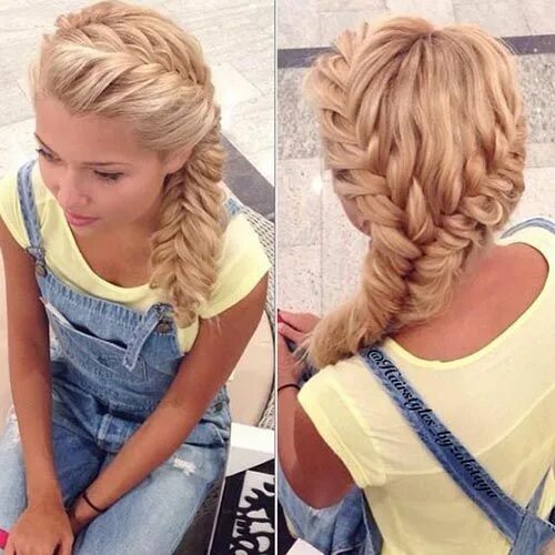 Прическа на длинные волосы косы женщине Two side french fishtail braid #Braids Fishtail braid hairstyles, Beautiful brai