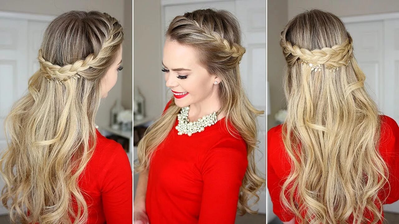 Прическа на длинные волосы на день учителя French Braid Crown: Last Minute Holiday Hairstyle - YouTube