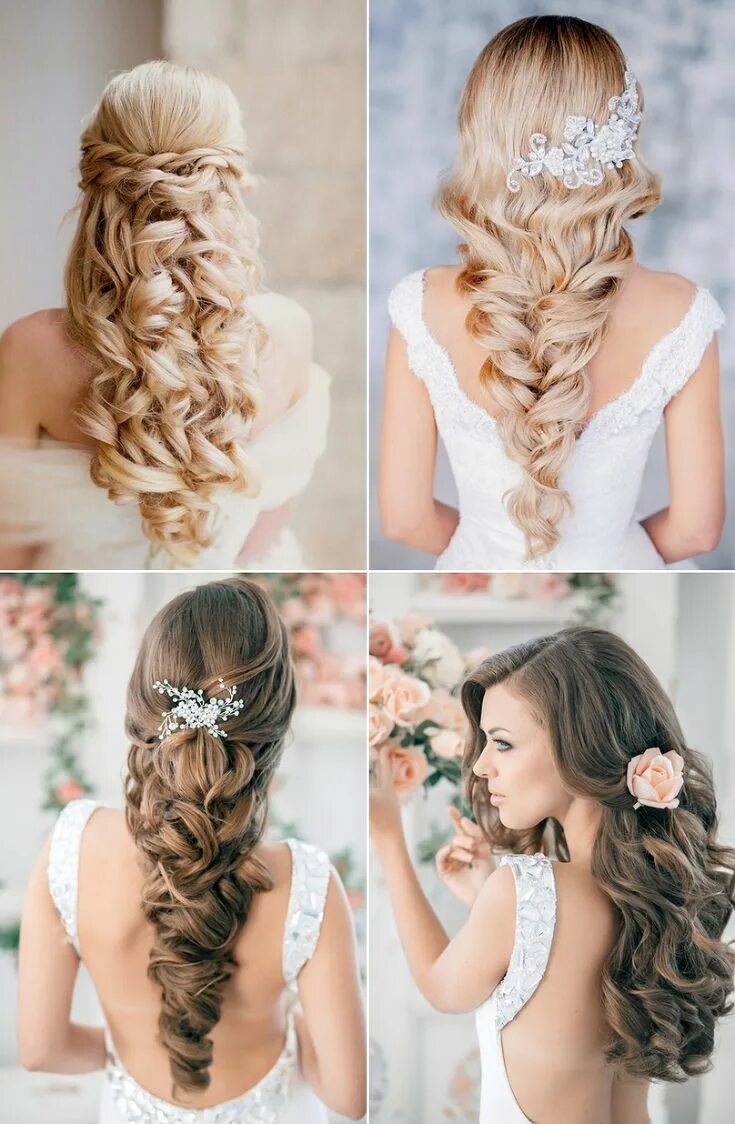 Прическа на длинные волосы на свадьбу гостье Gorgeous bridal hairstyles Long hair styles, Wedding hairstyles, Wedding hair an