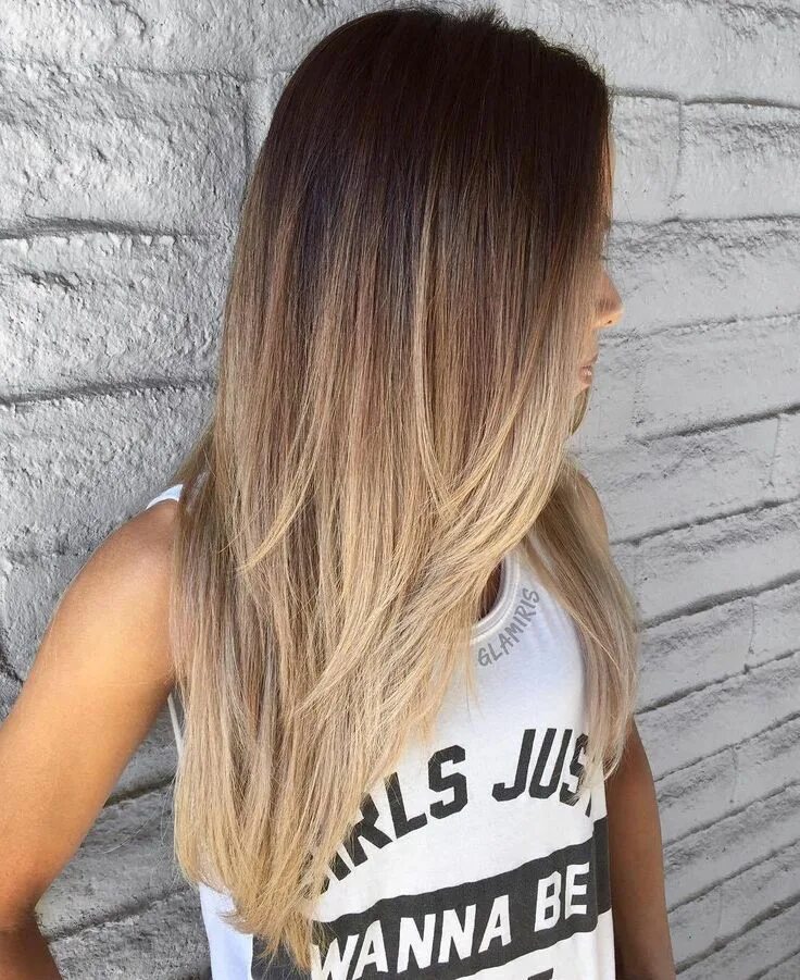 Прическа на длинные волосы окрашивание волос this cut and cascading ombré ***** #goals Long Layered Brown To Blonde Ombre Omb