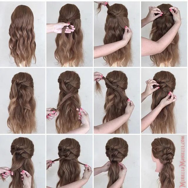 Прическа на длинные волосы по этапно Step by Step New YouTube! MirellaManelli.com Easy hairstyles, Simple prom hair, 