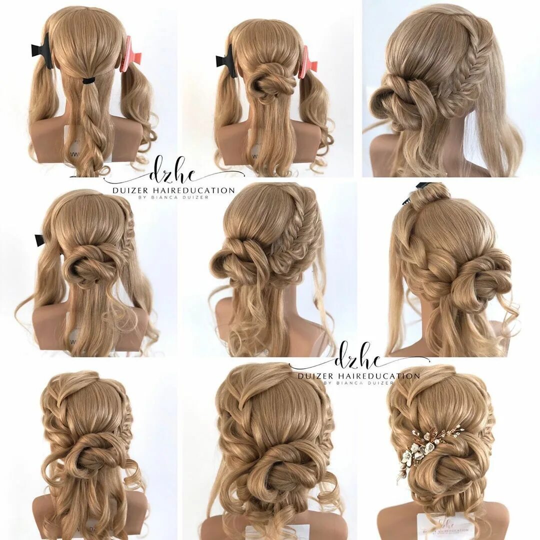 Прическа на длинные волосы по этапно Bianca Duizer - DZHE on Instagram: "** STEP BY STEP ** BRIDAL BRAIDING HAIRSTYLE