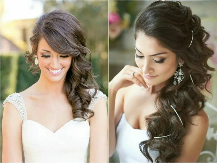 Прическа на длинные волосы полусобранные Pin by Jhucelaynne Santhns on Beleza e dicas Wedding hair side, Bride hairstyles