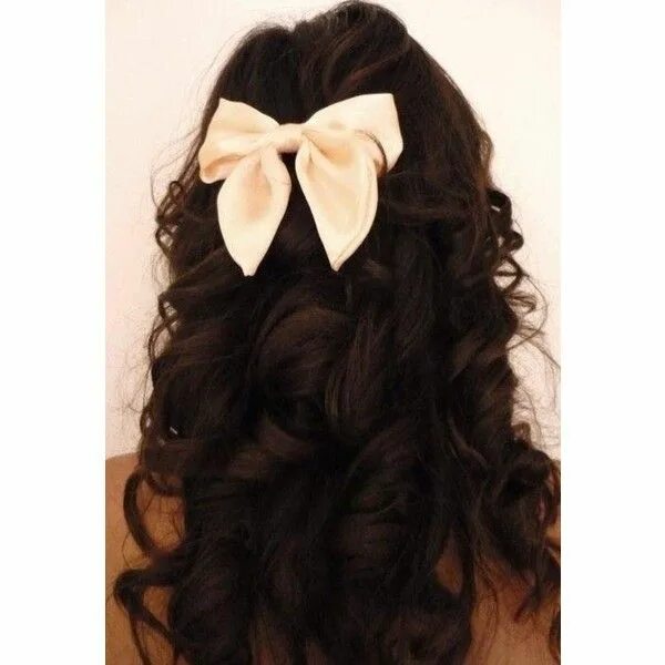 Прическа на длинные волосы последний звонок gorgeous hair with bow Hairstyles and Beauty Tips found on Polyvore Hair styles,