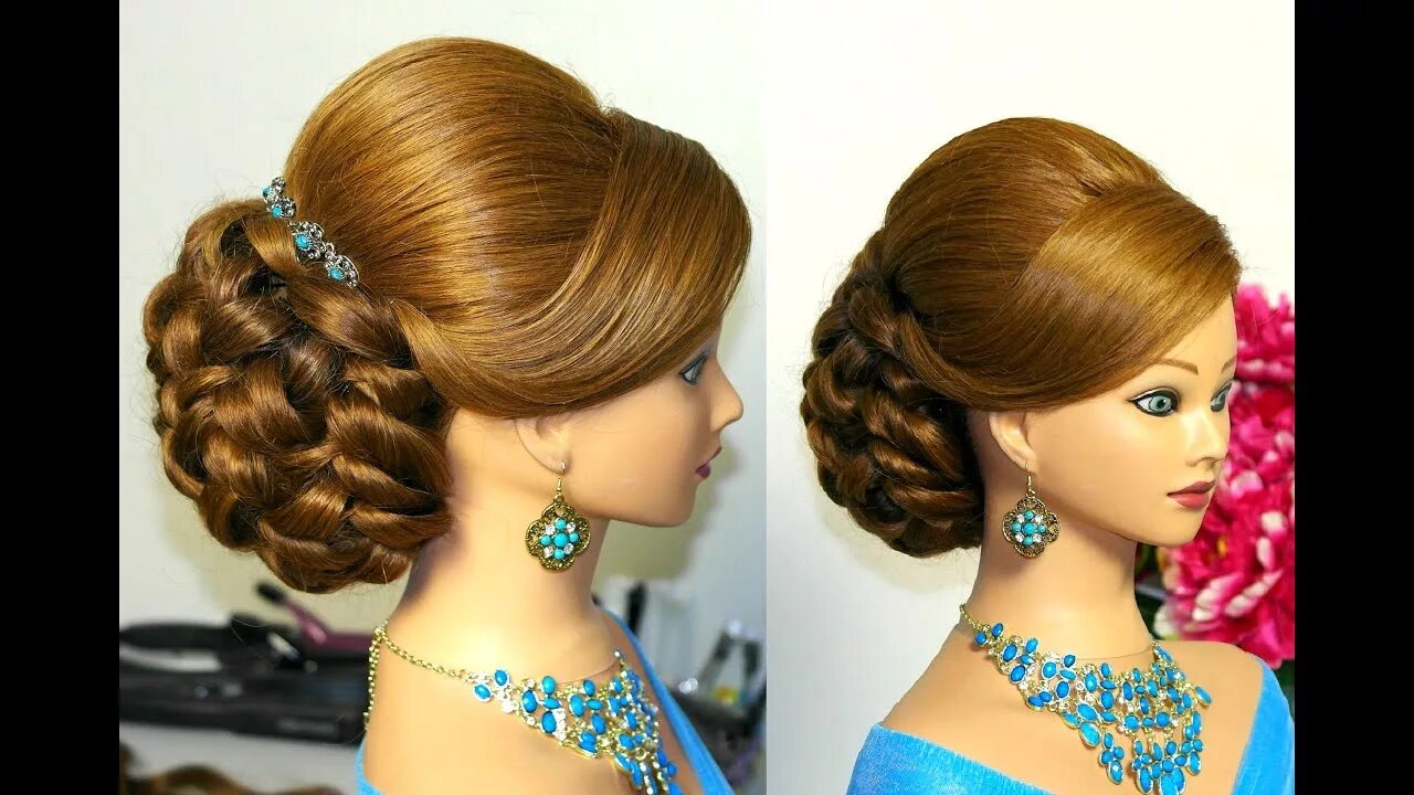 Прическа на длинные волосы праздничная женская Hairstyle for long hair tutorial. Bridal updo - YouTube