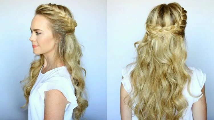 Прическа на длинные волосы с помощью coiffure facile printemps tresse couronne cheveux ondulés #hairstyles Long hair 