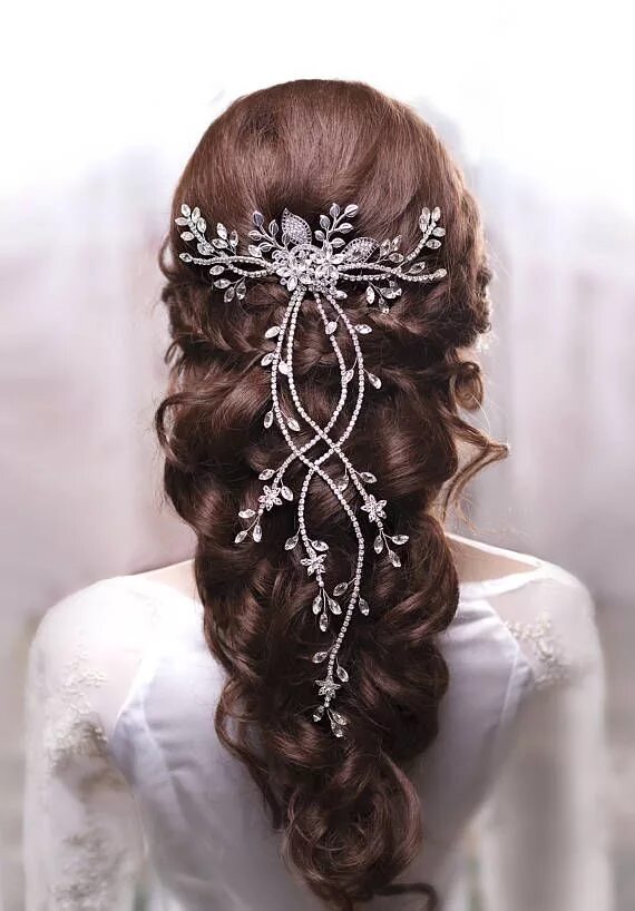 Прическа на длинные волосы с украшением Crystal Hair Vine Bridal Hair Vine Wedding Hair Vine Long Hair - Etsy Long hair 