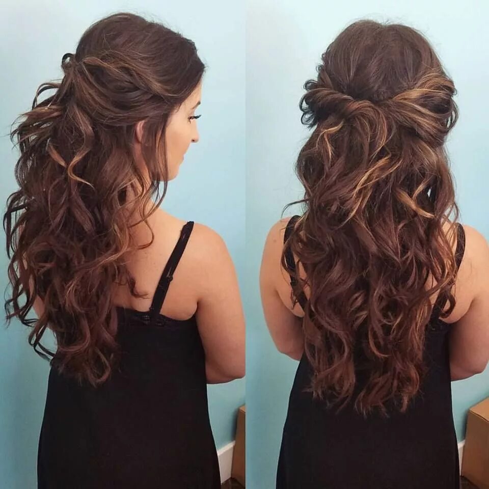 Прическа на длинные волосы сзади собрано Half up half down by our stylist Zenaida @beautybyzenaida www.justblowdrys.com W