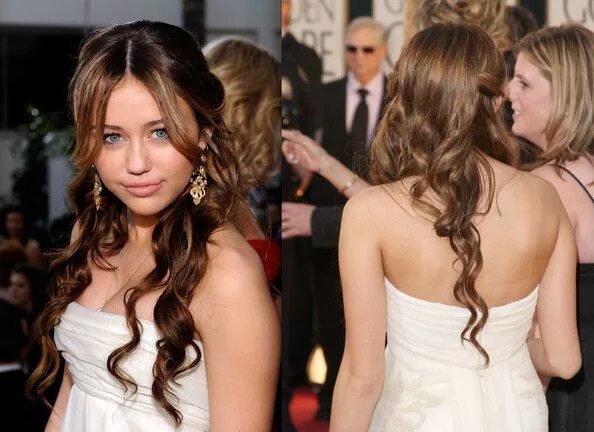 Прическа на длинные волосы вид спереди Miley Cyrus Prom Hairstyle Ideas 2009 Long hair styles, Hair styles, Prom hair m