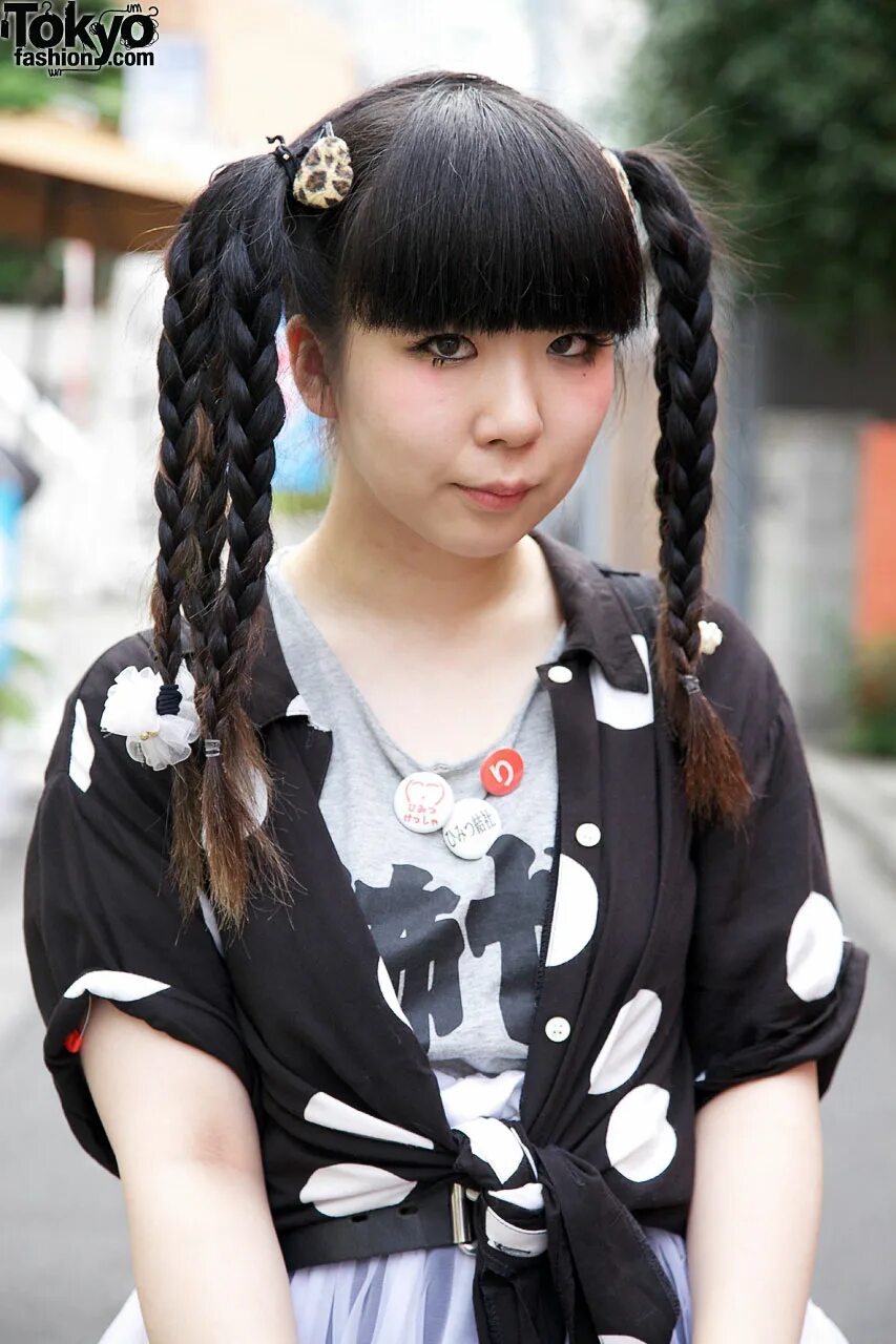 Прическа на длинные волосы японские Triple Braids & Bangs Hairstyle in Harajuku - Tokyo Fashion