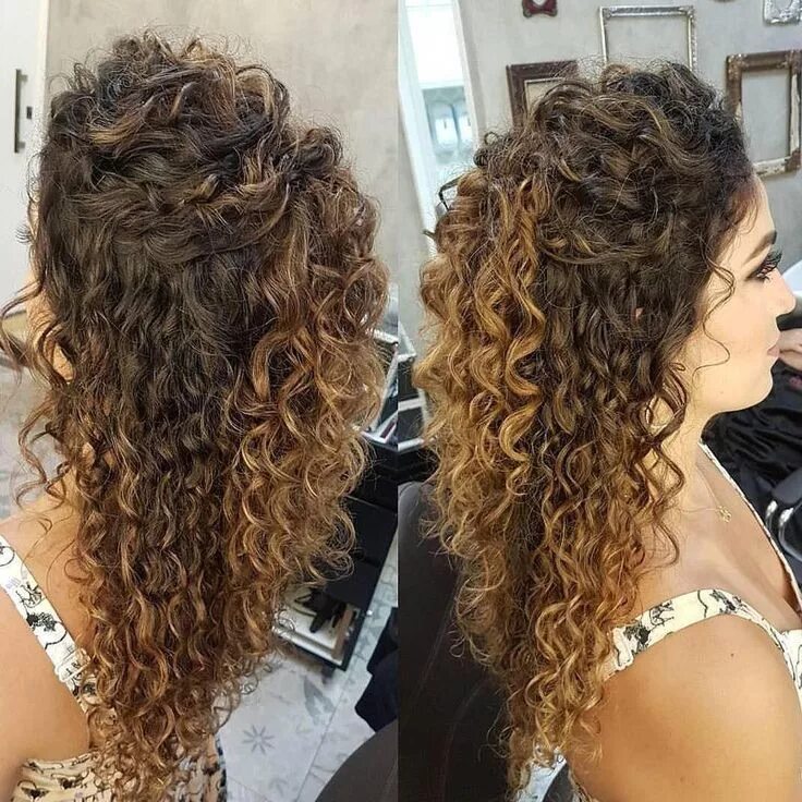 Прическа на длинные вьющиеся волосы A style like this is best for someone with thin hair who is searching for a roma