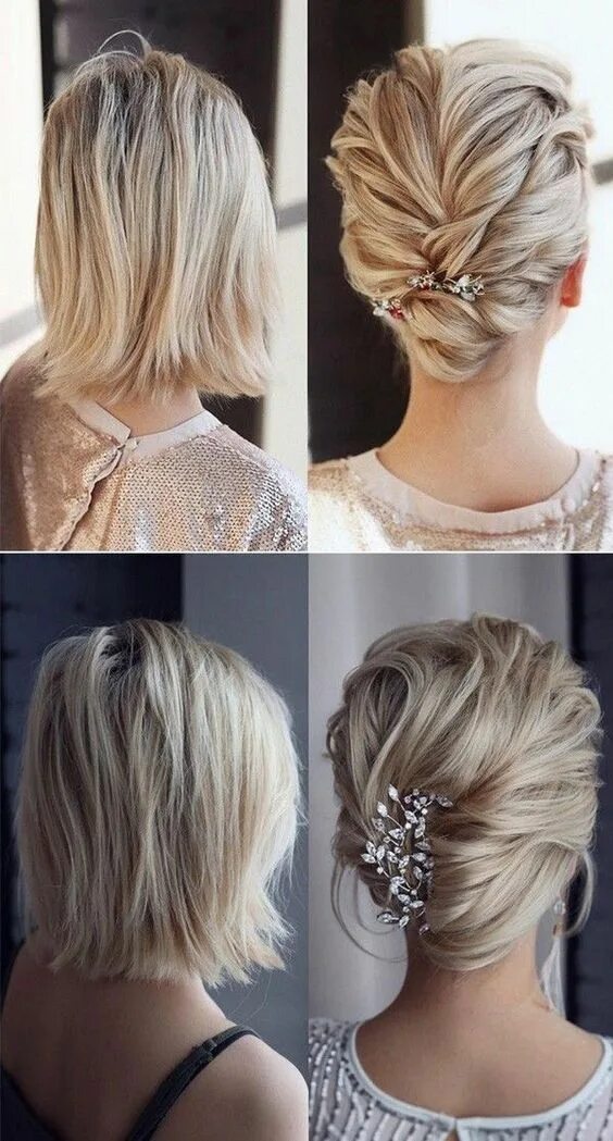 Прическа на каре на свадьбу гостье wedding ceremony coiffure updo with medium size coiffure #coiffe #hairstyle #lon