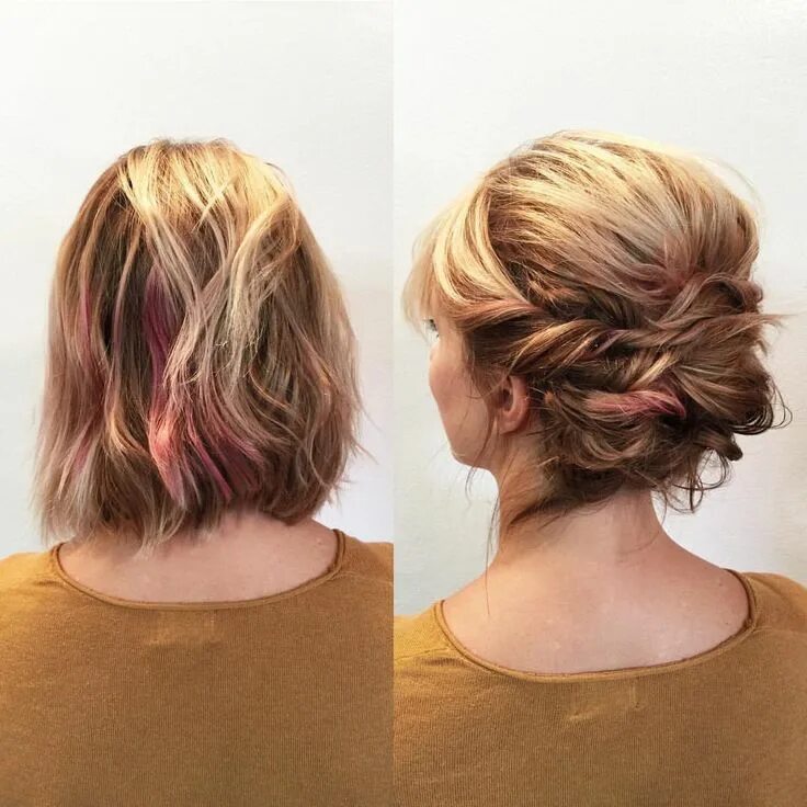 Прическа на каре пучок Short hair up in a messy modern way #KellGrace #bridalhair #braids #hairtravels 