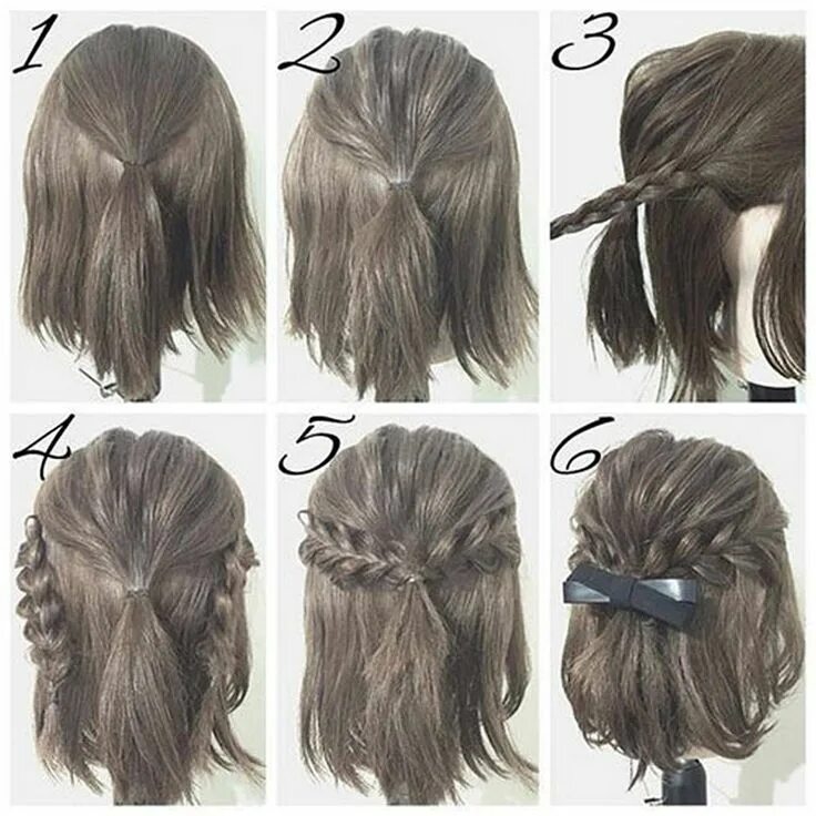 Прическа на каре своими руками Diy hairstyles - Fashion Hair Styles Short hair hacks, Hair styles, Simple prom 