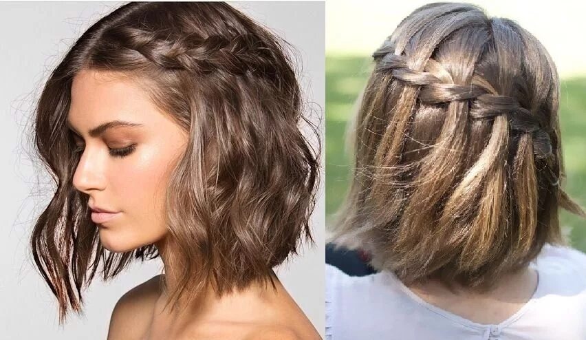 Прическа на каре волосы женская peinados cabello corto trenzas - Buscar con Google Trenzas en pelo corto, Trenza