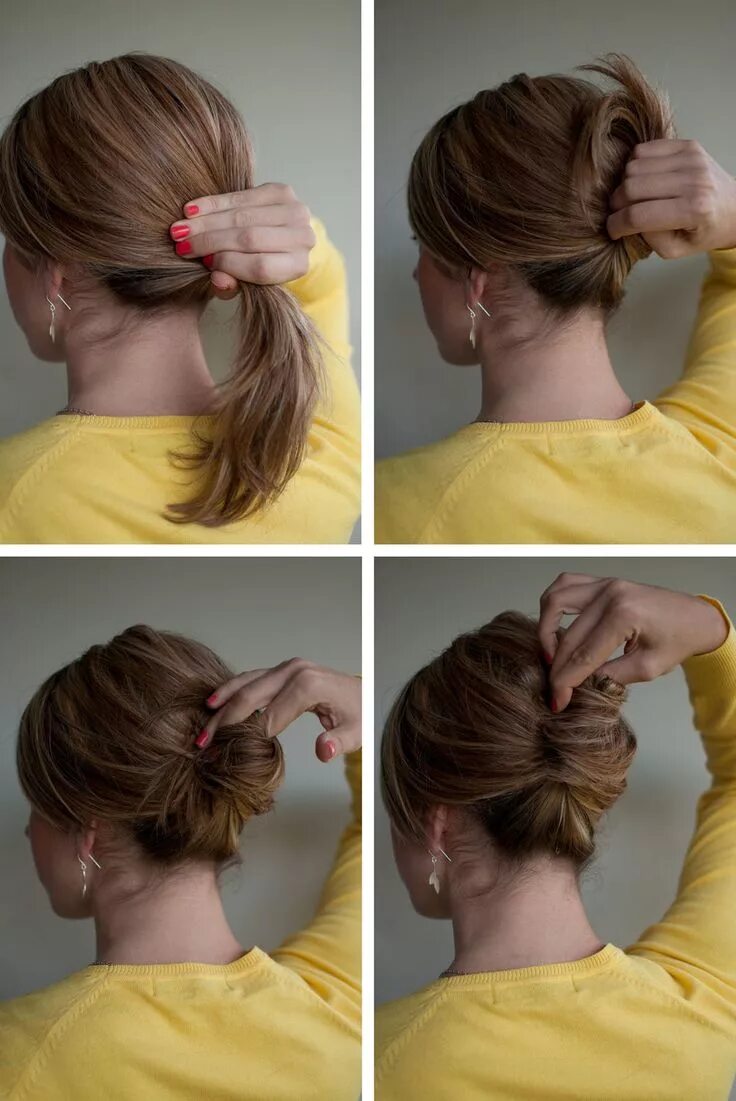 Прическа на каждый день на короткие Hairstyle How-to: Easy French Roll - Hair Romance French twist hair, Hair romanc