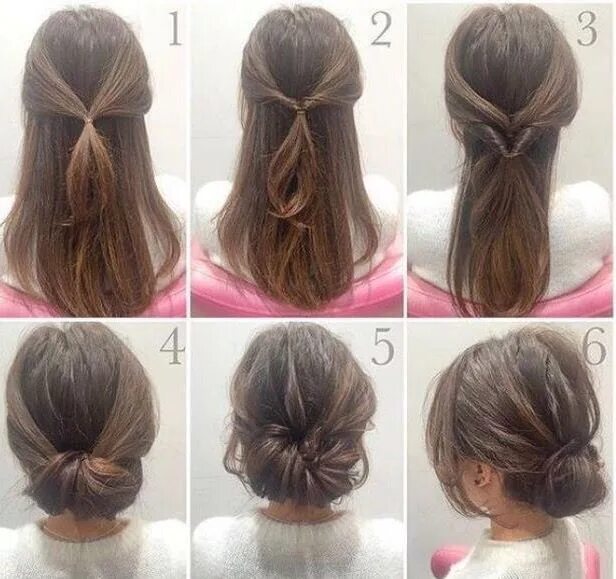 Прическа на каждый день пошагово фото Elegant low bun hairstyle, easy to do with a step by step tutorial. Style this h