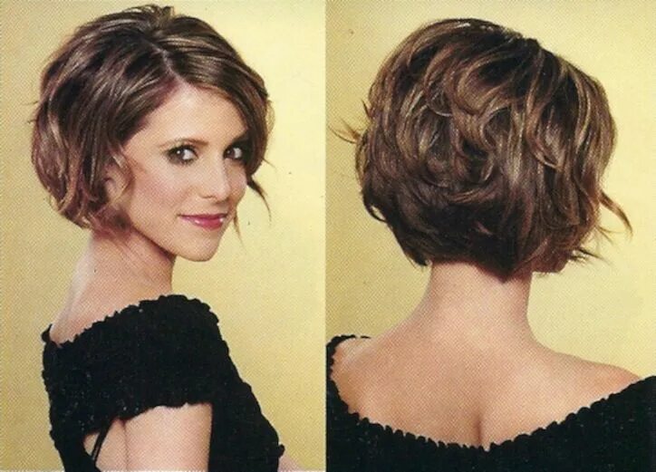 Прическа на короткие волосы каре Haircuts for wavy hair, Chin length hair, Short stacked bob hairstyles