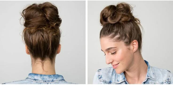 Прическа на макушке The Easiest Messy Bun in the World! Bun hairstyles, Bun hairstyles for long hair