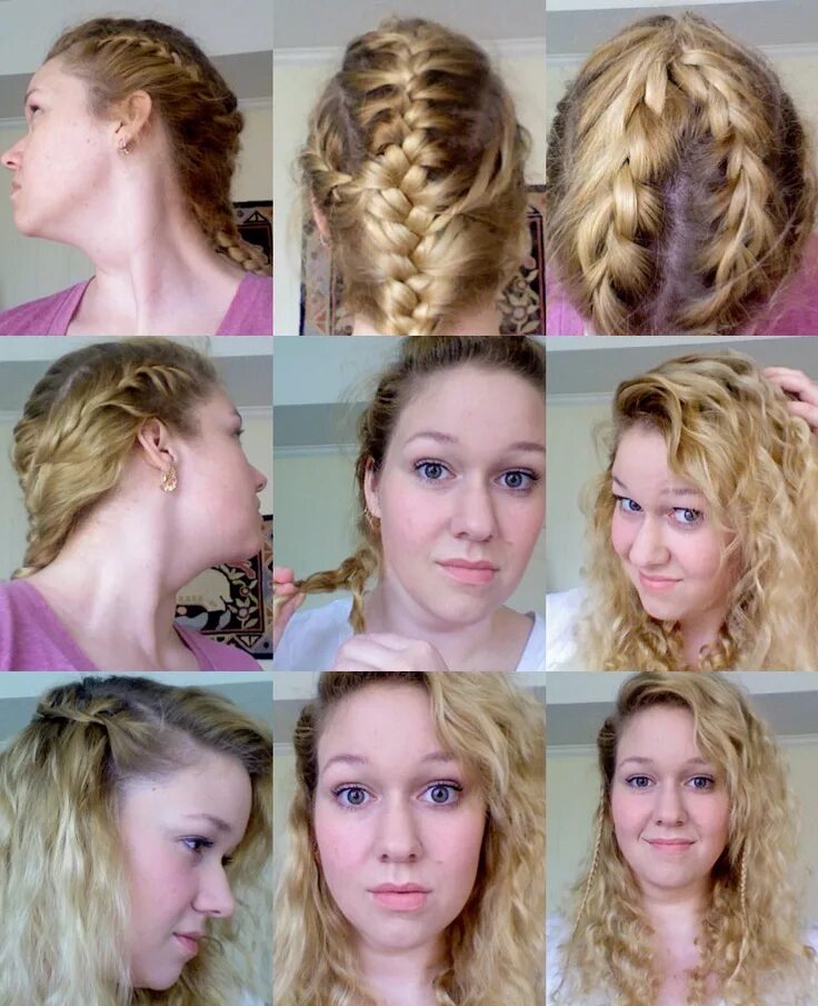 Прическа на ночь для красивой укладки No heat curls and waves from wet multi-french braid over night ;D How to curl yo