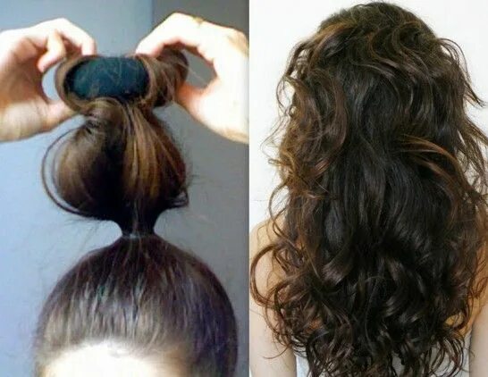 Прическа на носки на длинные волосы How to Curl Your Hair at Home Using a Sock How to curl your hair, Overnight hair