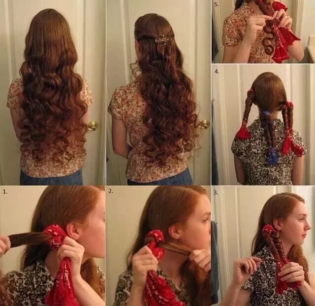 Прическа на носки на длинные волосы DIY!!! No Heat Curls!! Hair without heat, Curly hair styles, Overnight curls