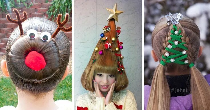 Прическа на новый год средние волосы 62 Of The Most Creative Christmas Hairstyles Ever Creative christmas, Christmas 