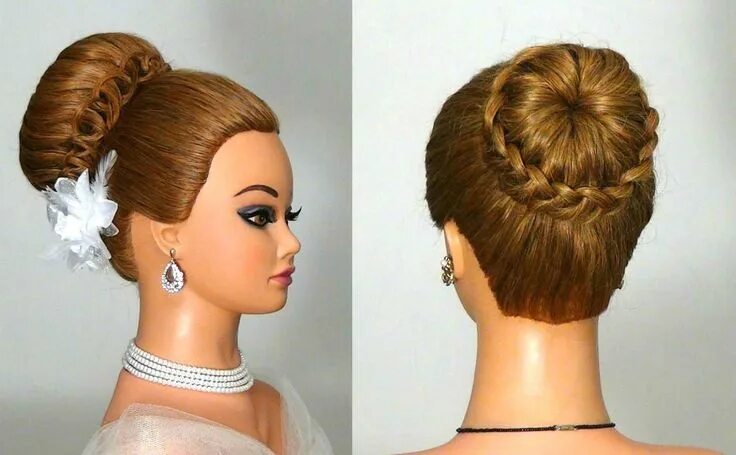 Прическа на ножке Прическа на средние и длинные волосы. Hairstyle for long hair Hair twist bun, Bu